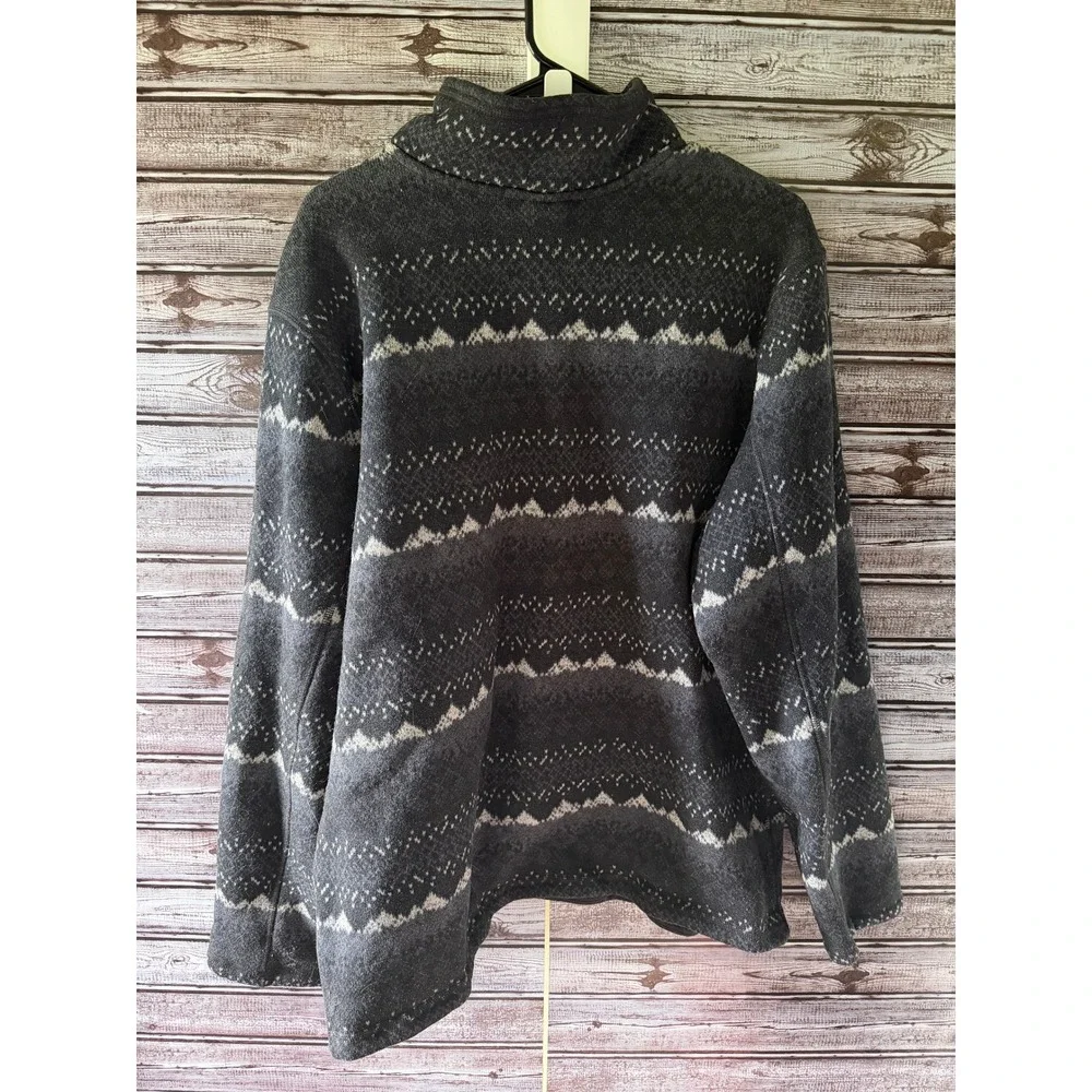The North Face Mens XXL Gray Fair Isle Mountain 1/4 Zip Fleece Pullover Sweater